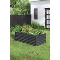 Garden Sanctuary Metal Rectangular Raised Garden Bed Planter Box in Charcoal