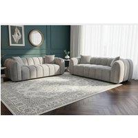 Stratus Interiors Venice Chunky Panel Sofa Set - Durable Living Room Sofa in Silver