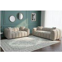 Stratus Interiors Venice Chunky Panel Sofa Set - Durable Living Room Sofa in Beige
