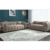 Stratus Interiors Venice Chunky Panel Sofa Set - Durable Living Room Sofa in Brown