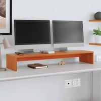 Berkfield Home Monitor Stand Wax Brown 100x27x15 cm Solid Wood Pine | Size: 100 x 27 x 15 cm