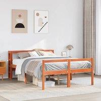 Berkfield Home Bed Frame with Headboard without Mattress Wax Brown 120x190 cm Small Double