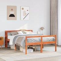 Berkfield Home Bed Frame with Headboard without Mattress Wax Brown 120x200 cm | Size: Small Double