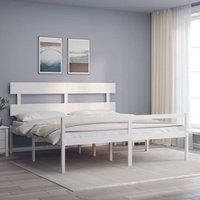 Berkfield Home Bed Frame with Headboard White 200x200 cm Solid Wood