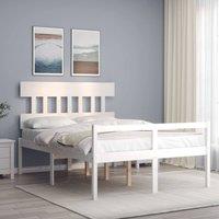 Berkfield Home Bed Frame with Headboard White 140x200 cm Solid Wood