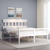Berkfield Home Bed Frame with Headboard White 160x200 cm Solid Wood