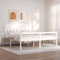 Berkfield Home Bed Frame with Headboard White Super King Size Solid Wood