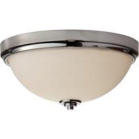 Netlighting Malibu 2 Light Bathroom Flush Mount Ceiling Light Polished Chrome IP44 E27 in Grey