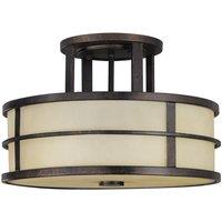 Netlighting Fusion 3 Light Semi Flush Ceiling Light Bronze E27