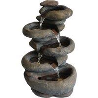 Primrose Solar Power 4 Tier Stacked Boulder Water Feature Cascade with LED lights in Grey