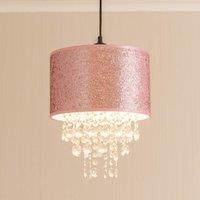 ValueLights Bonita Pair 28cm Pink Glitter Droplet Easy Fit Lamp Shades & Bulbs