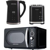 Hamilton Beach FlexiControl Kettle, Toaster & 20L Retro Microwave Set - Black