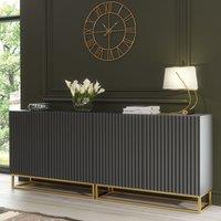 Creative Furniture Ripple Duo Sideboard 200cm - Modern Fluted Design with Push to Open doors in Dark Grey