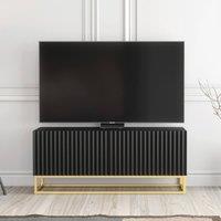 Creative Furniture Ripple TV Unit 100cm - Modern Fluted Design with Push to Open Doors in Black