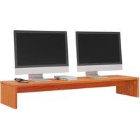 Berkfield Home Monitor Stand Wax Brown 100x27x15 cm Solid Wood Pine | Size: 100 x 27 x 15 cm