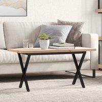 Berkfield Home Coffee Table X-Frame 100x50x45.5 cm Solid Wood Pine & Steel in Brown