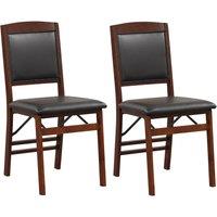 Costway Set of 2 Folding Bar Stools Wooden Padded Kitchen Dining Chairs w/ Backrest in Black