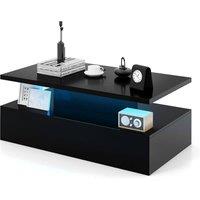 Costway Modern 2Tier Coffee Table Center Table w/ Adjustable LED light in Black