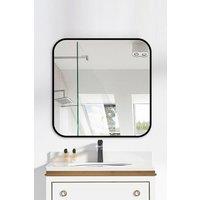 Living and Home Modern Square Wall Mirror With Aluminum Alloy Frame in Black