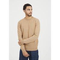 Brave Soul Men's Crew Neck Knitted Jumper in Tan | Size: Medium