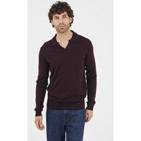 Brave Soul Men's Trophy Neck Knitted Polo in Burgundy | Size: XL