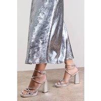 Oasis Women's Evristine Faux Leather Strappy Platform High Block Heel Sandals in Silver | Size: 8