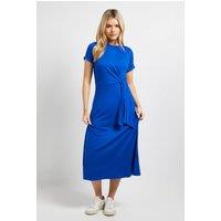 Dorothy Perkins Women's Tie Detail Short Sleeve Jersey Midi Dress in Cobalt | Size: 16