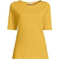 Lands' End Women's Plus Single Knit Supima Boatneck Button Shoulder Tee in Yellow | Size: 24-26