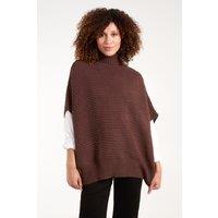 Blue Vanilla Women's High Neck Oversized Ribbed Tabard Jumper in Brown