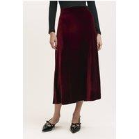 Finery London Women's Bailey Velvet Midi Slip Skirt in Wine | Size: 16