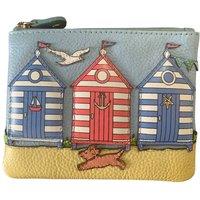 Mala leather Women's Sandbanks Beach huts RFID Leather Purse in Blue