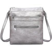 Fontanella Fashion Women's Tiguna Triple Pockets PU Messenger Bag in Silver