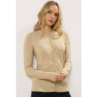 Long Tall Sally Women's Tall Crew Neck Button Cardigan in Natural | Size: 14-16