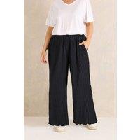 Evans Women's Textured Wide Leg Trousers in Black | Size: 16
