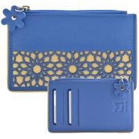 Mala leather Women's Zaina Floral Lace Leather Coin & Card Purse in Blue