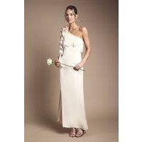 Oasis Women's By Coast Corsage One Shoulder Maxi Bridesmaid Dress in Champagne | Size: 8