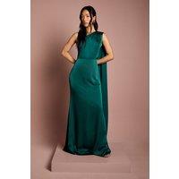 Coast Women's Honoured Drape One Shoulder Satin Maxi Bridesmaid Dress in Emerald | Size: 16