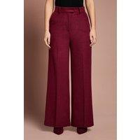 Coast Women's Lisa Tan Wool Blend Trouser in Burgundy | Size: 18