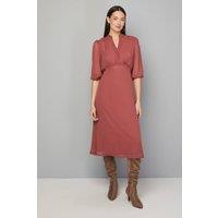 Wallis Women's Dobby Pleat Detail Button Midi Dress in Rose | Size: 10