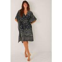 Monsoon Women's Bodhi Print Mini Kaftan Black | Size: XL