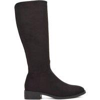 XY London Women's 'Lucia' Low Block Heel Knee High Riding Boots in Jet Black | Size: 3