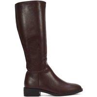 XY London Women's 'Lucia' Low Block Heel Knee High Riding Boots in Brown | Size: 4
