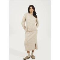 Brave Soul Women's Knitted Jumper & Midi Skirt Set in Light Beige | Size: Large