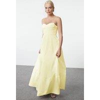 WOVCOR Women's Ruched Bust Strappy Sweetheart Dress in Lemon | Size: 10