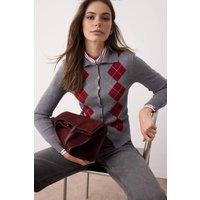 WOVCOR Women's Argyle Knit Cardigan with Button Front Closure | Size: Medium