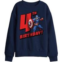 Marvel Captain America Birthday 4 Kids Sweatshirt, Navy | Size: 9-11 Years