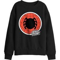 Marvel Friendly Neighborhood Spiderman Badge Kids Sweatshirt, Black | Size: 9-11 Years
