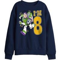Disney Toy Story Birthday Buzz I'M 8 Kids Sweatshirt, Navy | Size: 9-11 Years