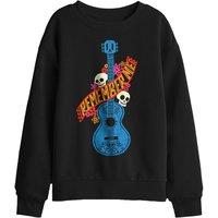Disney Coco Remember Me Guitar With Skulls Kids Sweatshirt, Black | Size: 9-11 Years