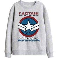 Marvel Captain America Badge Kids Sweatshirt, Athletic Heather in Light Grey | Size: 9-11 Years